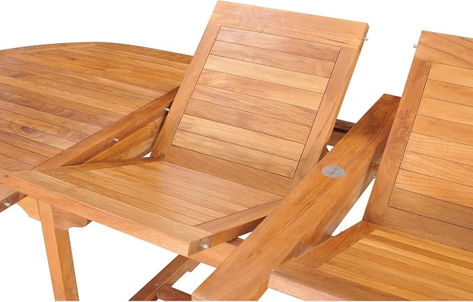 Teak Orleans Oval Outdoor Patio Double Extension Table, Made from Solid A-Grade Teak Wood