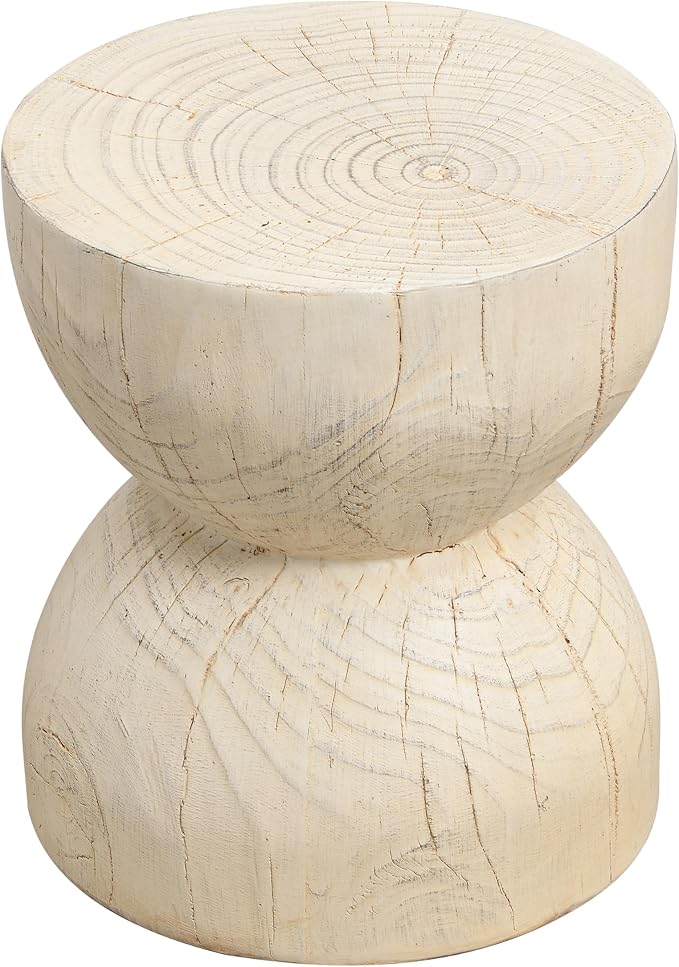 Christopher Knight Home 16.54" H Realistic Wood Vibe MGO Side Table Sculptural Hourglass End Table Indoor Outdoor Living Room Patio Balcony Decor Accent Table