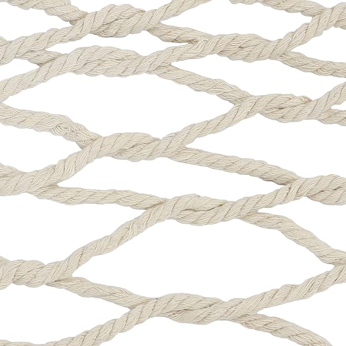 Sunnydaze Double Polyester and Cotton Rope Hammock with 15-Foot Steel Stand - 400-Pound Capacity - Black Stand - Cream