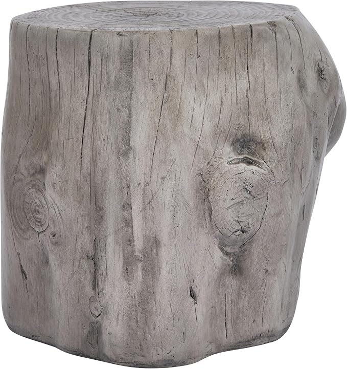 Christopher Knight Home Lomlyn Outdoor Tree Stump Side Table, Lightweight Concrete End Table, Accent Table with Natural Wood Form, Decorative Small Coffee Desk for Living Room Patio, Antique Grey
