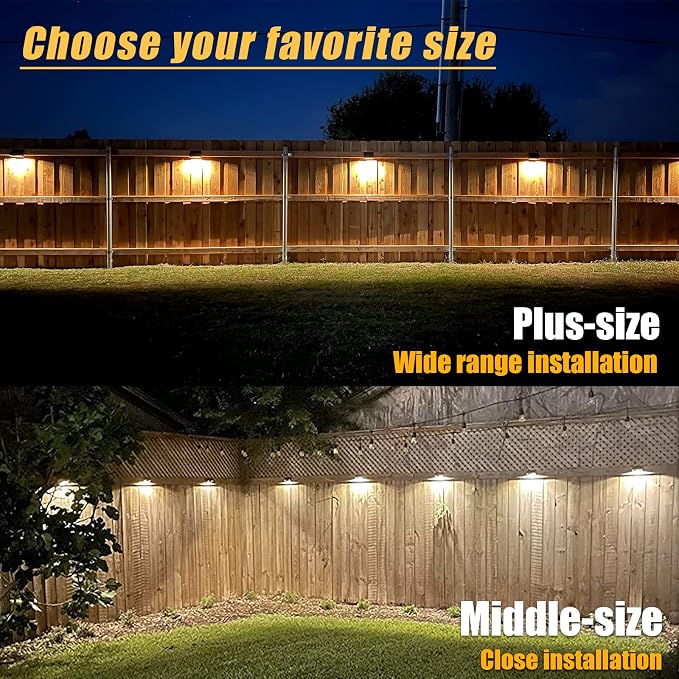 Aulanto Solar Fence Lights 8 Pack-Plus,100 Lumen Big Outdoor Solar Light IP65 Waterproof, Warm White and 10 RGB Modes,Fence Lights Otdoor Solar Lighting for Backyard,Garden,Fence,Wall,Deck,Stairs.
