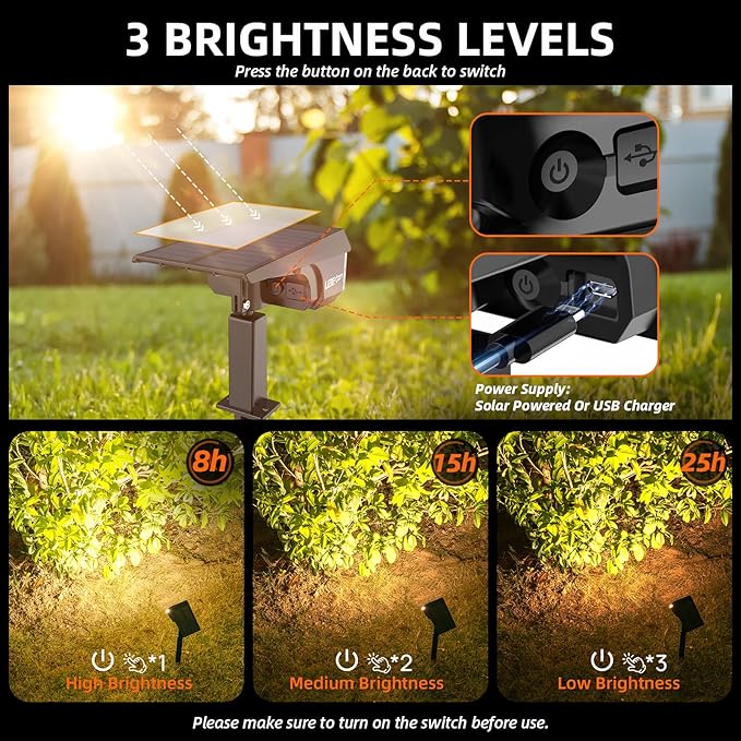 LEREKAM Solar Spot Lights Outdoor Landscape Lights, IP65 Outdoor Waterproof Spotlights, 40 LED's Outdoor Solar Lights for Yard Palm Trees Driveway Patio Pool 10 Pack