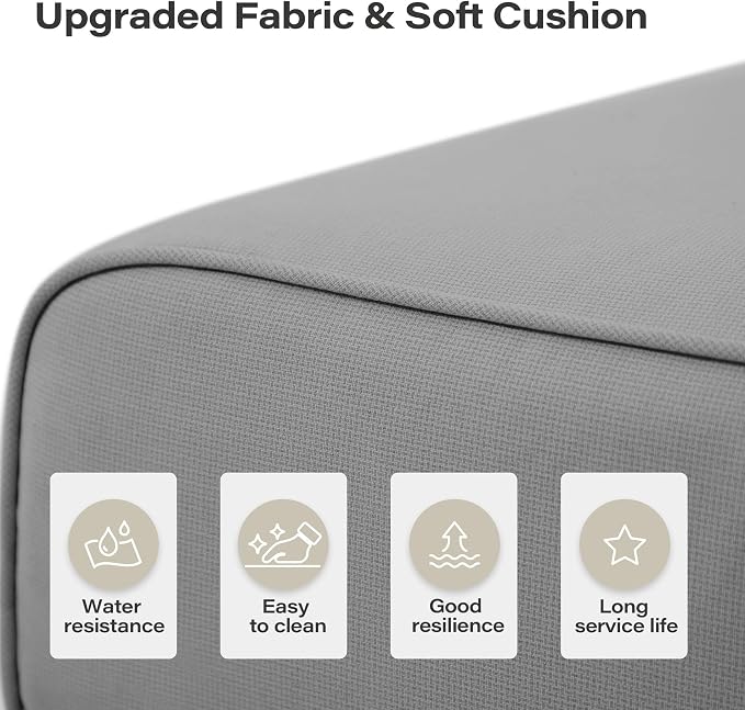 LAUSAINT HOME 7-Piece Outdoor Patio Furniture Set, Wicker Outdoor Conversation Set PE Rattan Sectional Sofa with Washable Cushions and Tempered Glass Table for Garden (Grey)