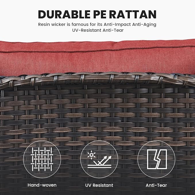 Belord Outdoor Wicker Furniture 5 Pieces Patio Furniture Sofa Set Patio Wicker Chairs with Ottomans Conversation Set for Porch Garden Deck Balcony Poolside