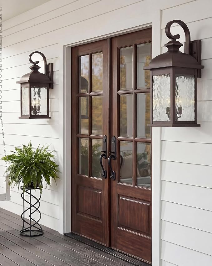 FEMILA 26" Outdoor Wall Sconce, Large Exterior Lighting Fixtures, 3-Light Outdoor Wall Lantern Porch Lights for Patio, Garage, Doorway, ORB Finish, E12 Base, 4FD54B-L ORB-WP