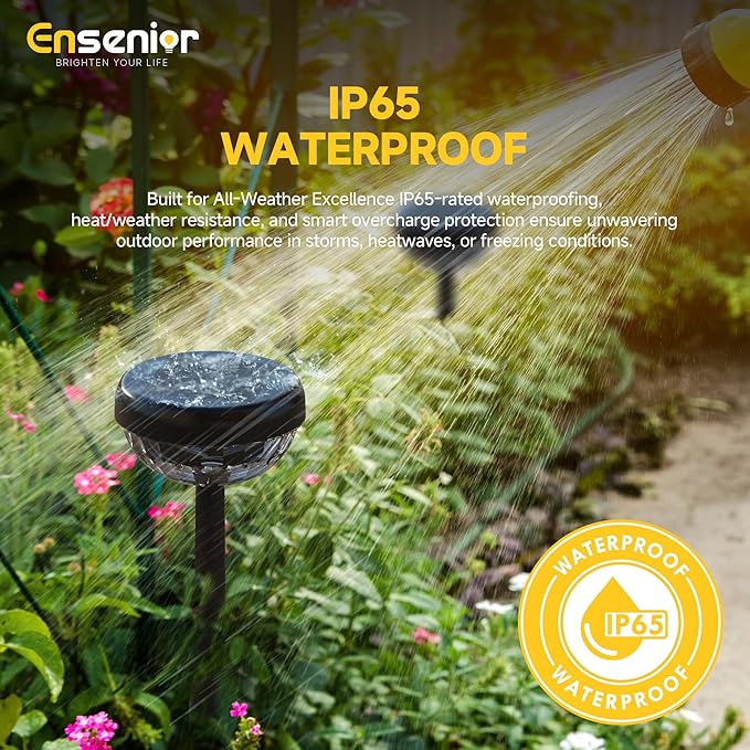 Ensenior 6-Pack Solar Lights Outdoor, Auto ON/Off 6500K LED Solar Garden Lights for Pathway, Yard, Patio, Walkway, Flower Bed, Halloween Christmas Landscape Lighting, IP65 Waterproof, Flag Lights