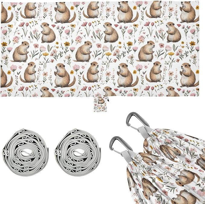 Camping Hammock Outdoor Hammocks for Outside Groundhogs Flowers Beach Trees Portable Lightweight with Pockets Tree Straps Indoor