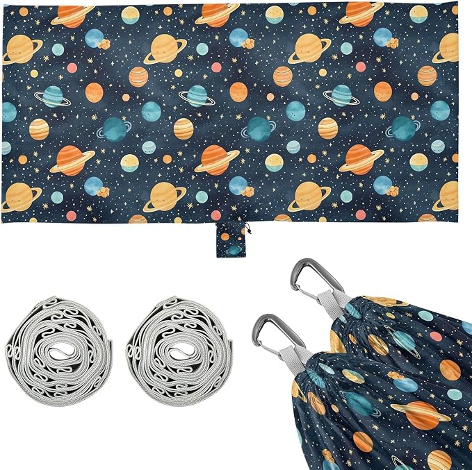 Camping Hammock Outdoor Hammocks for Outside Space Planet Cute Navy Beach Trees Portable Lightweight with Pockets Tree Straps Indoor