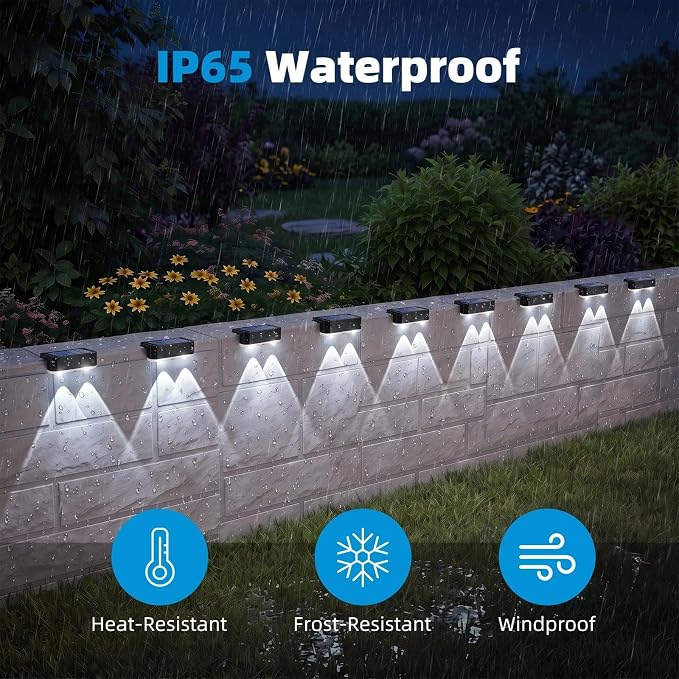 6 Pack Solar Fence Lights Outdoor, Railing Light Solar Powered, IP65 Waterproof Led Deck Solar Lights for Outside Backyard Balcony Porch, Cool White | Railing Light Solar Powered, IP65 Waterproof Led Deck Solar Lights for Outside Backyard Balcony Porch...
