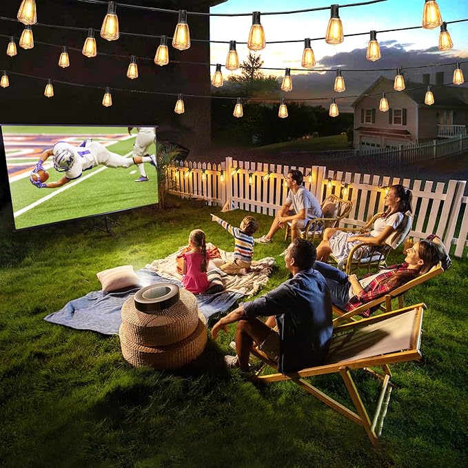 BLIATLUS 55FT Solar String Lights, Waterproof Outdoor with Remote 24+2 ST38 LED for Backyard Bistro Porch