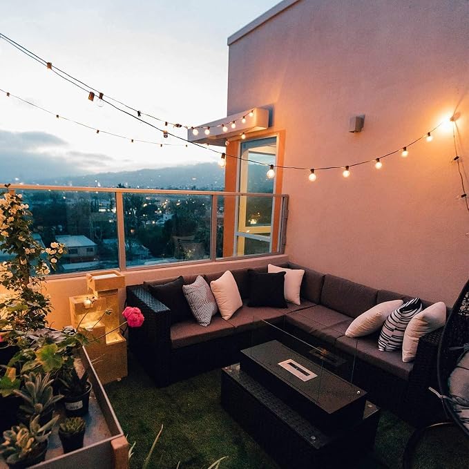 Outdoor String Lights, 50FT 52 LED Bulbs Connectable Patio Lights (2 Spare) | G40 Outside Vintage Hanging Light for Backyard Bistro Balcony Porch Christmas Party Wedding, E12, 2200K, Black