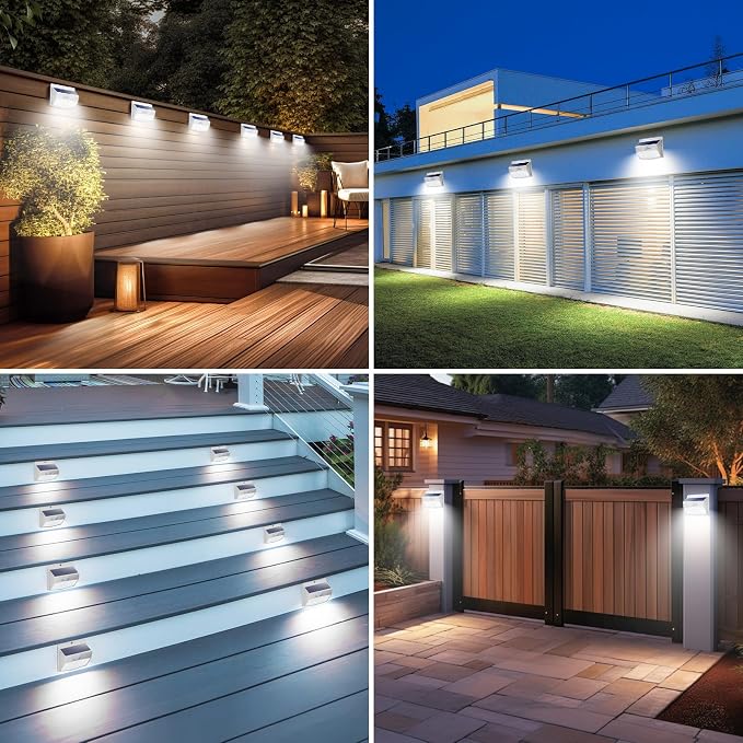 [4 Packs] Solar Outdoor Lights Motion Sensor Solar Security Lights Waterproof with 3 Lighting Modes Solar Powered Wall Lights Outside for Garden Fence Yard,White