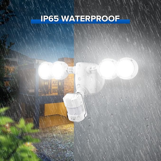SANSI 30W 4000LM Motion Sensor Outdoor Lights, IP65 5000K (White) | 4 Modes Motion Lights for Outside, 320° Wide Angle LED Flood Lights Security Lights for Soffit, Backyard, Garage, Yard, Porch