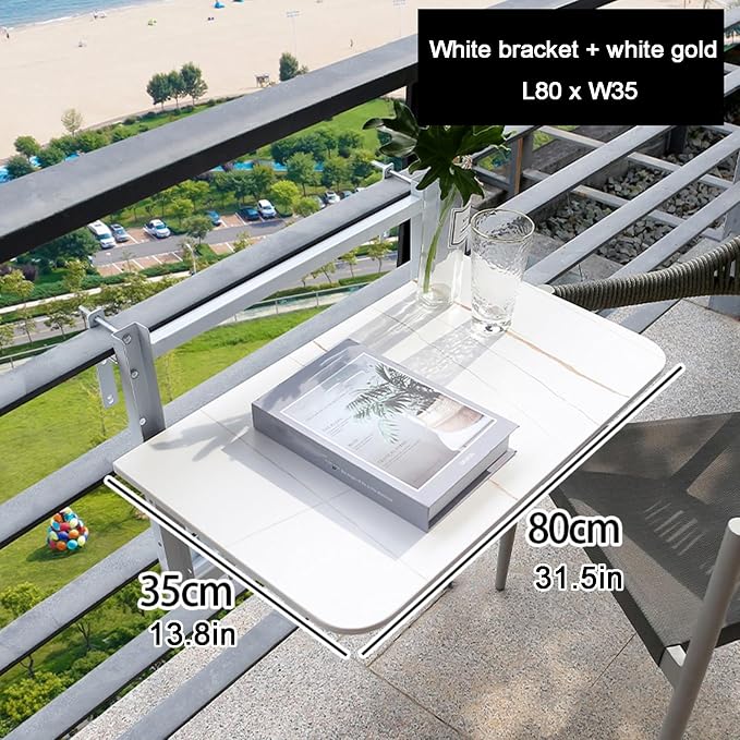 Adjustable Folding Balcony Railing - 4-Level Height, Indoor/Outdoor Hanging Bar for Patio, Deck & Balcony, Space-Saving Design, Size: 80x35cm (31.5x13.8in)