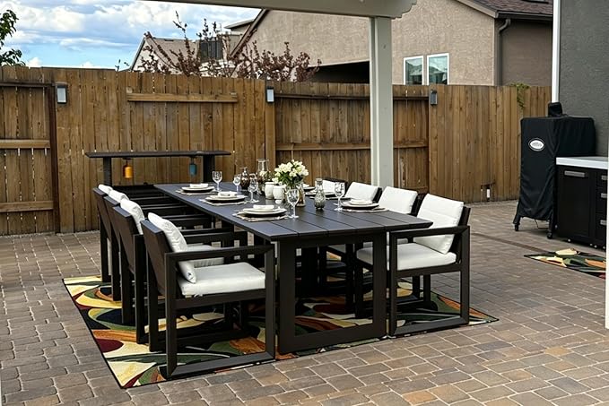 PURPLE LEAF 9-piece Outdoor Dining Set Aluminum Luxury Patio Furniture Table and Chairs Set with All Weather Thick Cushion Rectangular Patio Dining Sets for Large Backyard Garden Poolside, Bronze