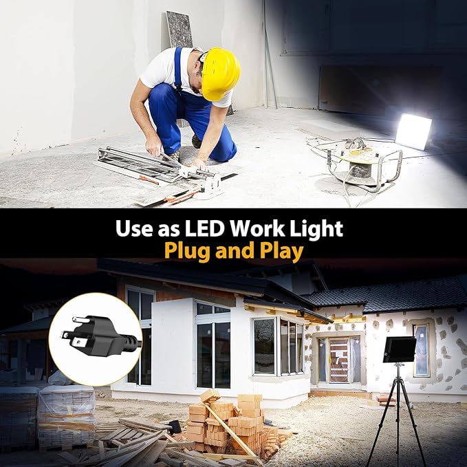 Onforu 300W Flood Lights Outdoor,30000lm Bright LED Work Light with Plug,Daylight White LED Stadium Lighrs,IP66 Waterproof Security Yard Lights for Yard Garage Stadium 2 Pack