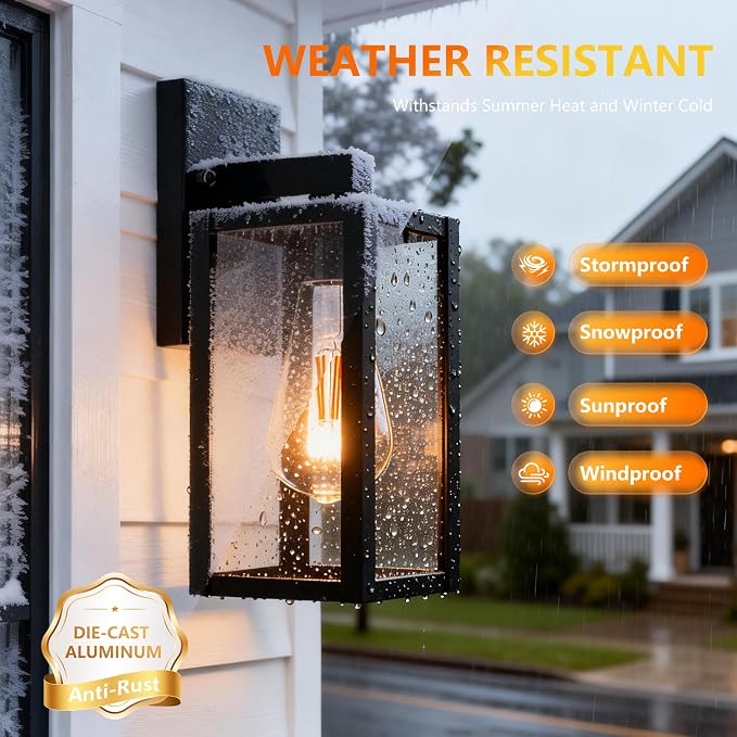 Outdoor Wall Light Fixtures Anti-Rust Porch Lights Outdoor Waterproof Exterior Lighting Fixtures Front Door Wall Lantern for House