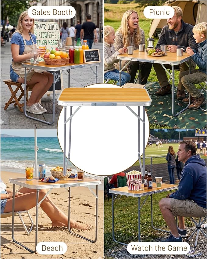 Outvita 2.3ft Portable Folding Camping Table, Outdoor Waterproof Picnic Table, Aluminum Lightweight Suitcase Foldable Table for Picnic BBQ Beach Dining