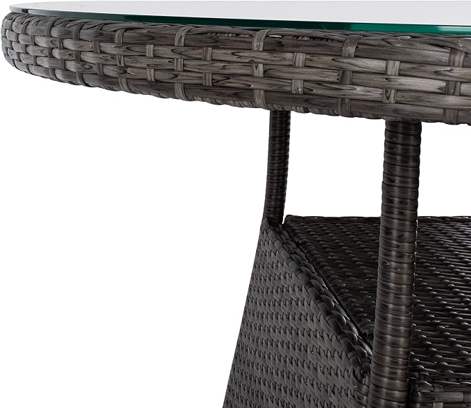 SAFAVIEH Outdoor Collection Challe Grey Brown/White Dining Set PAT7702C-3BX
