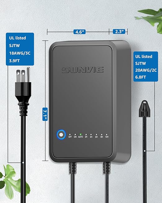 SUNVIE 100W Low Voltage Transformer Outdoor, 120V to 12V DC Weatherproof | Timer & Photocell Sensor, Low Voltage Landscape Transformer Landscape Lighting Transformer for Outdoor Spotlights Path Lights