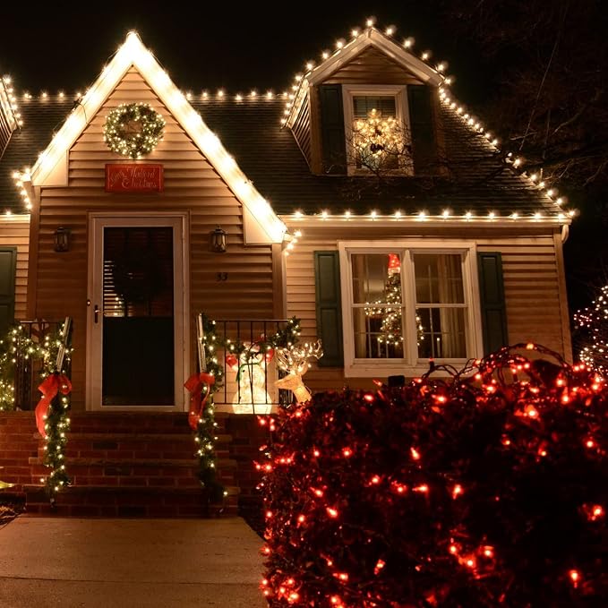 TW SHINE Valentine's Day Red Lights, 20FT 100 Count Incandescent Christmas Mini Tree String Lights, Waterproof Christmas Decorations for Outdoor Indoor Xmas Patio Home Party Garden Yard Decor