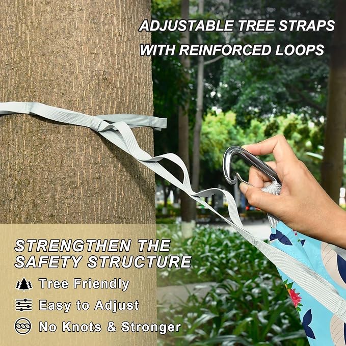 Camping Hammock Outdoor Hammocks for Outside Whales Flower Garlands Beach Trees Portable Lightweight with Pockets Tree Straps Indoor Small