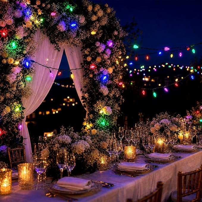 Heyworld C6 Gentle Twinkle Christmas Light, 60 LED Soft Twinkling Strawberry Lights, UL Certified 19.5FT Waterproof Connectable for Indoor Outdoor Xmas Tree Wedding Party Decor (Multicolor)