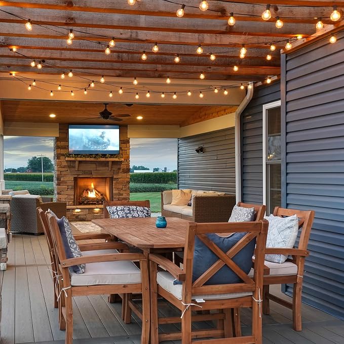 2 Pack 25FT G40 LED Outdoor String Lights with 10+1 Bulbs, Black | Waterproof, Shatterproof, Dimmable, Connectable, Energy-saving, Patio Lights Porch Balcony Backyard Party Classroom Decor