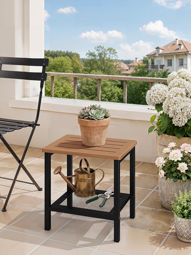 Outdoor Side Table, Yellow Brown