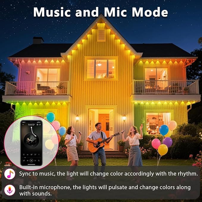 CETELUMA 300FT Permanent Outdoor RGB Lights, IP67 Waterproof Smart Eave Lighting, with App/Remote Control Eaves Light, DIY LED Scenes Modes for House Roof Decor,Party (300FT)