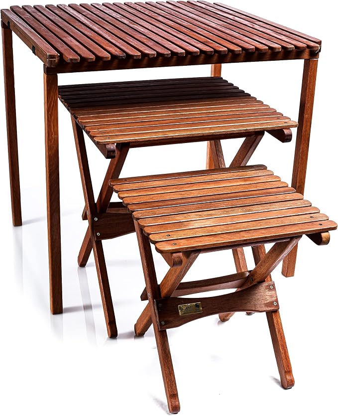 BYER OF MAINE - Pangean Folding Wooden Table, Hardwood Portable Table for Deck, or Camping, Use Indoors or Outdoors - 18" H x 16" W x 16" D