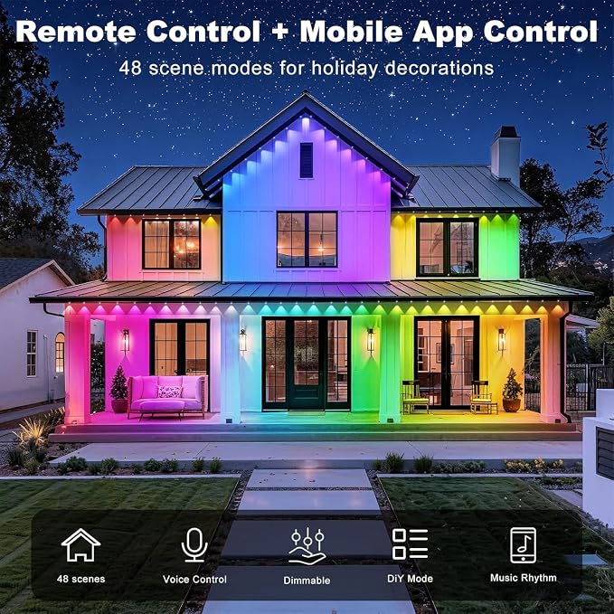 400FT Permanent Outdoor Lights Waterproof with Smart App Control Remote,DIY Scene Modes,Music Sync hronization,Eaves Lights for Garden Decor,Deck,Christmas