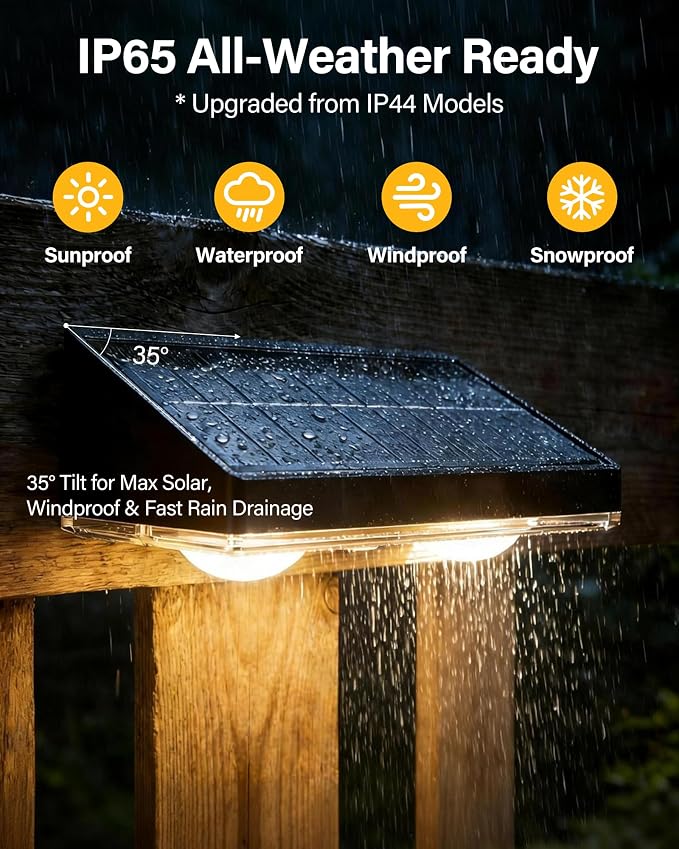 Solar Fence Lights Outdoor, 2 Pack Fence Lights Solar Powered | 85LM Solar Fence Lights, 9 RGB Color Modes, IP65 Waterproof, 12H Dusk to Dawn Glow for Pool/Deck/Patio/Wall/Backyard - Black
