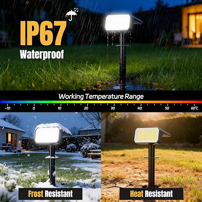 Solar Spot Lights Outdoor Waterproof, 10 Pack, 118 LED Cool White | IP67, 4 Modes Auto On/Off, for Yard Garden Pathway Walkway Tree Patio Driveway