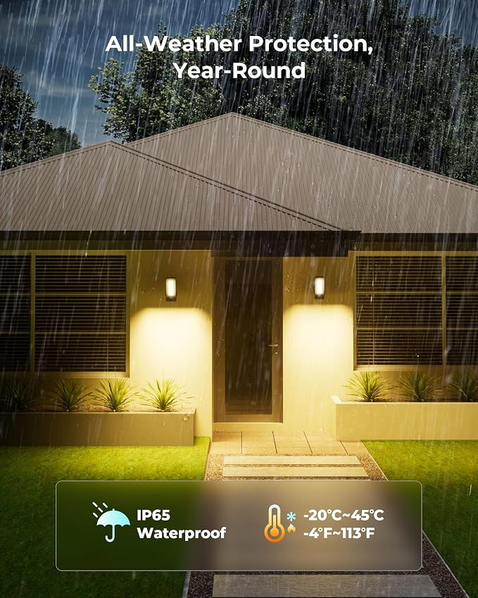 2 Pack Motion Sensor Outdoor Lights, 10000mAh Rechargeable Battery Operated Outdoor Lights with Remote, 3 Modes with Red Alert, Dimmable & 3CCT, Outdoor Security Lights for Porch, Backyard, Garage