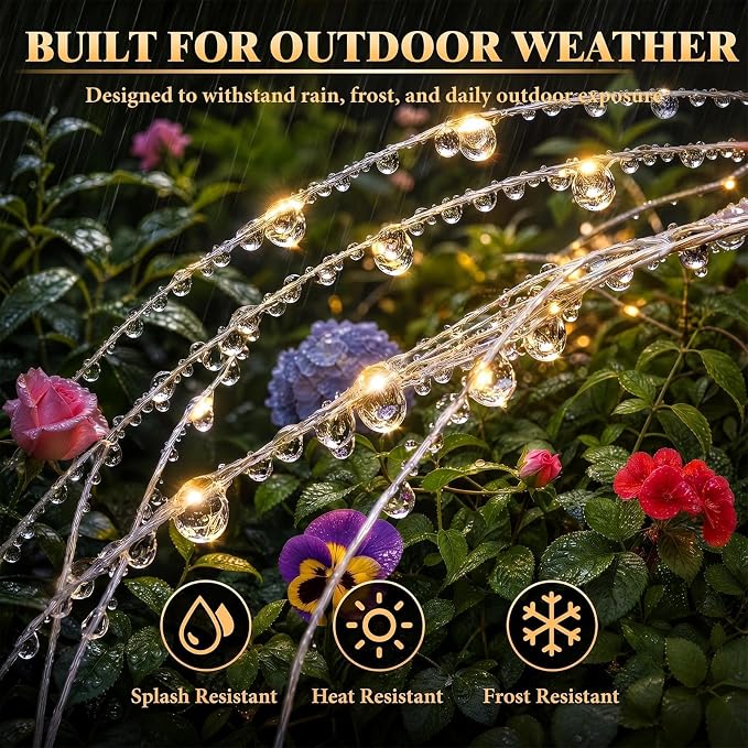 Solar Firework Lights Outdoor 4 Pack, 120LED Solar Starburst Garden Lights with 8 Modes,Waterproof Decorative Fairy Light for Backyard, Garden, Patio & Lawn Landscape Decor