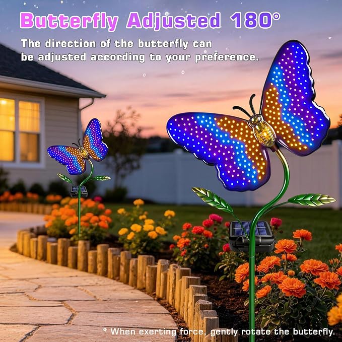 EDOF Solar Butterfly with Sparkling Light-Up Wings Garden Lights Outdoor | Multi-Color Changing Butterfly Decor,Waterproof Decorative Garden Stakes for Yard Porch Patio Lawn,Birthday Gifts Women Mom