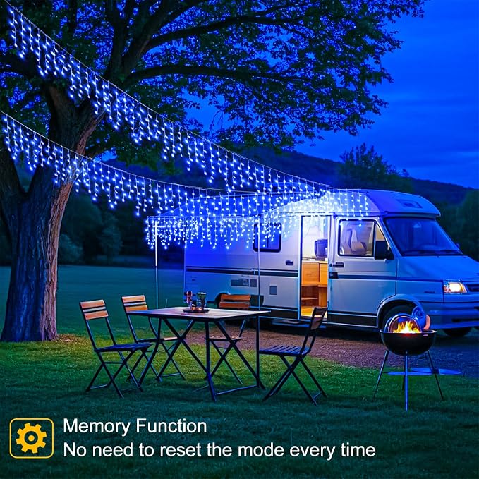 Blue Christmas Lights Outdoor Icicle Lights for Outside House 66ft 640 LED | Twinkle Lights Connectable 8 Modes Timer Plug in Waterproof for Home Holiday Eaves Patio Yard Party Room Xmas Decorations