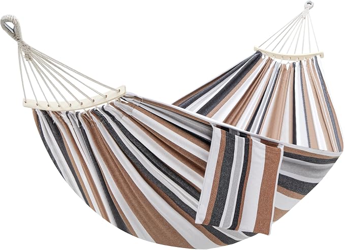 GAFETE Double Hammock for Outside with Tree Straps, Replacement for Stand（Coffee，Medium）