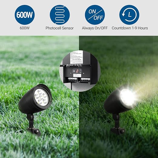 DEWENWILS 600W Low Voltage Landscape Transformer, Outdoor Weatherproof Transformer with Timer and Photocell Sensor, 120V AC to 12V/13V/14V/15V AC for LED Lighting, Walkway Light, cULus Listed