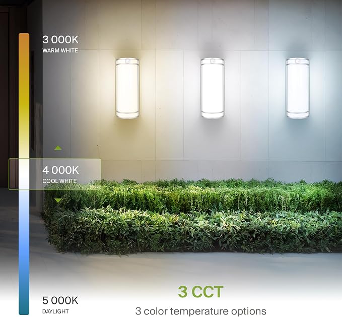 ASD 18 Inch Motion Sensor LED Outdoor Sconce Lights - 20W 3000K 4000K 5000K Nickel Exterior Lighting Fixtures, Exterior Lights for House, Modern Patio Wall Light Fixture ETL 2 Pack