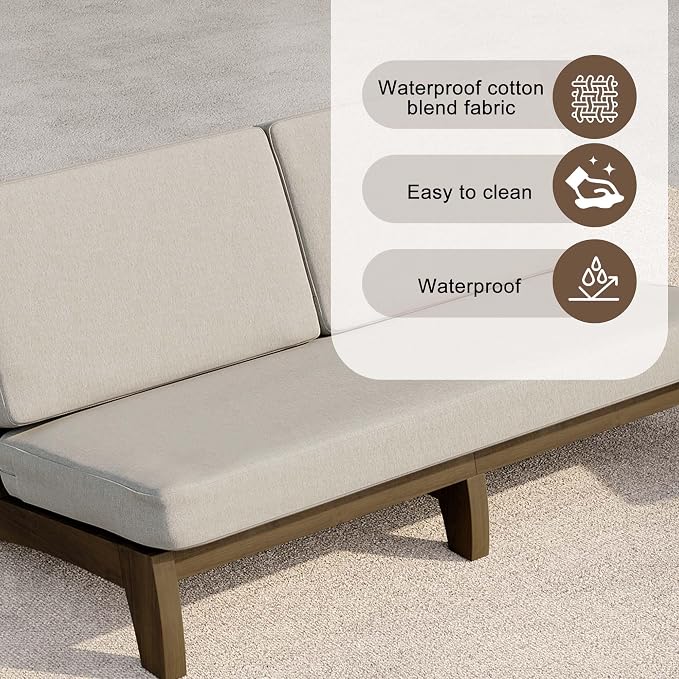 4 Pieces Patio Furniture Sets, All-Weather Outdoor Wood Bistro Set Patio Conversation Coffee Table Chiars and Patio Loveseat for Balcony, Backyard