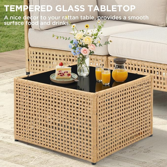 Belord Patio Conversation Sets, Boho Outdoor Furniture Coffee Table, Wicker Patio Furniture for Porch, Balcony (1 Pieces)