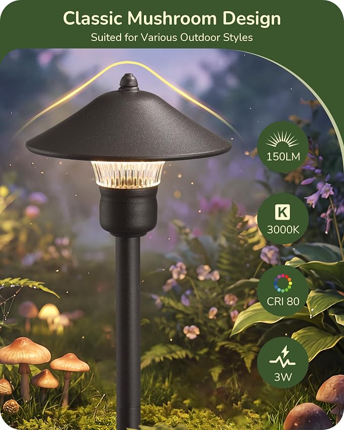 EDISHINE Low Voltage Landscape Lighting, Wired LED Pathway Lights 4 Pack | 16.5" Tall, 12V AC/DC, 3W 150LM 3000K, 50,000H, Waterproof Aluminum for Walkway, Driveway, Garden, Path, Yard