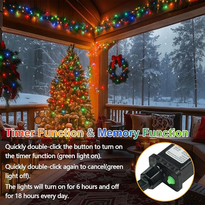 100 LED Connectable String Lights, 33FT Christmas Lights Outdoor Indoor | Multicolor, 13 Modes, Timer, Clear Wire Waterproof Twinkle Fairy Lights Plug in for Bedroom Classroom Patio Xmas Tree Decor