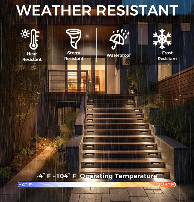 CLOUDY BAY [12 Pack] 3 Color Low Voltage 12-24V LED Step Lights Outdoor,2.5W Landscape Cutoff Stair Riser Light,Deck Step Lights Exterior Accent Lighting Fixtures,Wet Location,Black