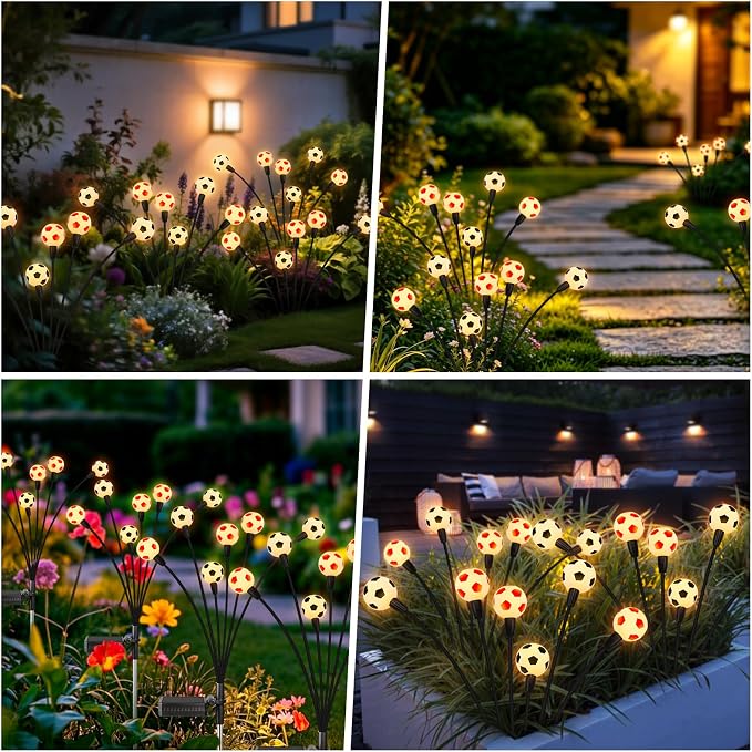 vignuto 2026 Solar Soccer Lights, 8 Packs 48LED, Solar Lights Outdoor Waterproof, World Cup Decorations, Garden Decor, Patio Decor, Unique Decor for Soccer Game.