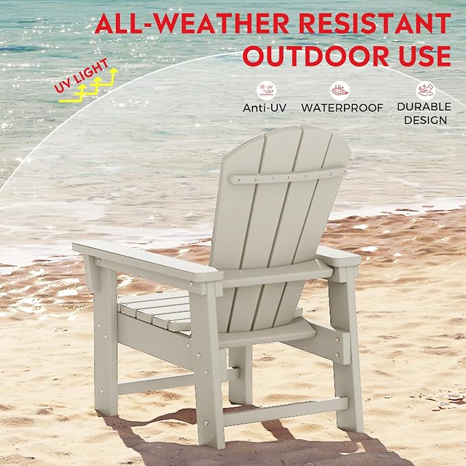 Costaelm Paradise Kids 5-Piece HDPE Outdoor Square Patio Dining Table and Chairs Set, Sand