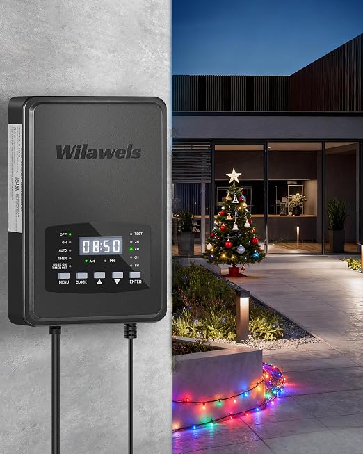 200W Low Voltage Landscape Transformer, Weatherproof Outdoor Low Voltage Transformer, 120V AC to 12/14V AC, Landscape Lighting Transformer with Timer and Photocell Sensor, ETL Listed D11LT06