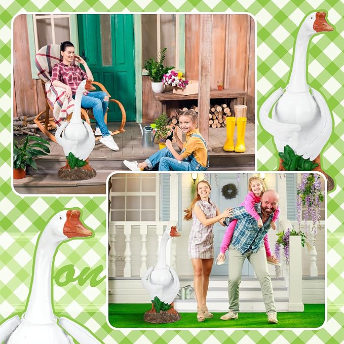 Gemscream Goose Arms for 23''-28" Porch Goose, Poseable White Wire Wings | Adjustable Arm Wings, Fits Lawn Geese Costume Accessories, Festival Porch Patio Yard Decor Accessory, Easy Bend Pose